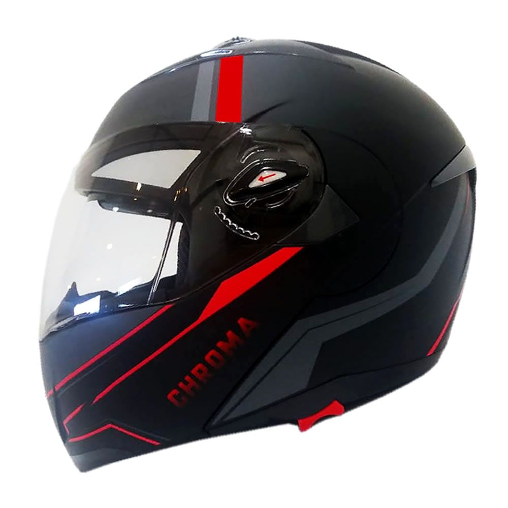 CASCO ABATIBLE GHB 158 DOT CHROMA NEGRO ROJO MATTE