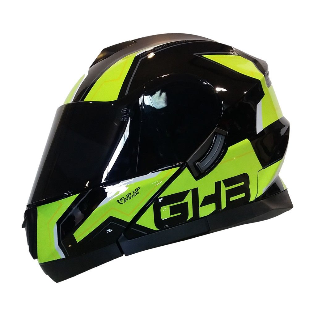 CASCO ABATIBLE GHB 160 STARK MICA TINTEADA NEGRO AMARILLO FLUO